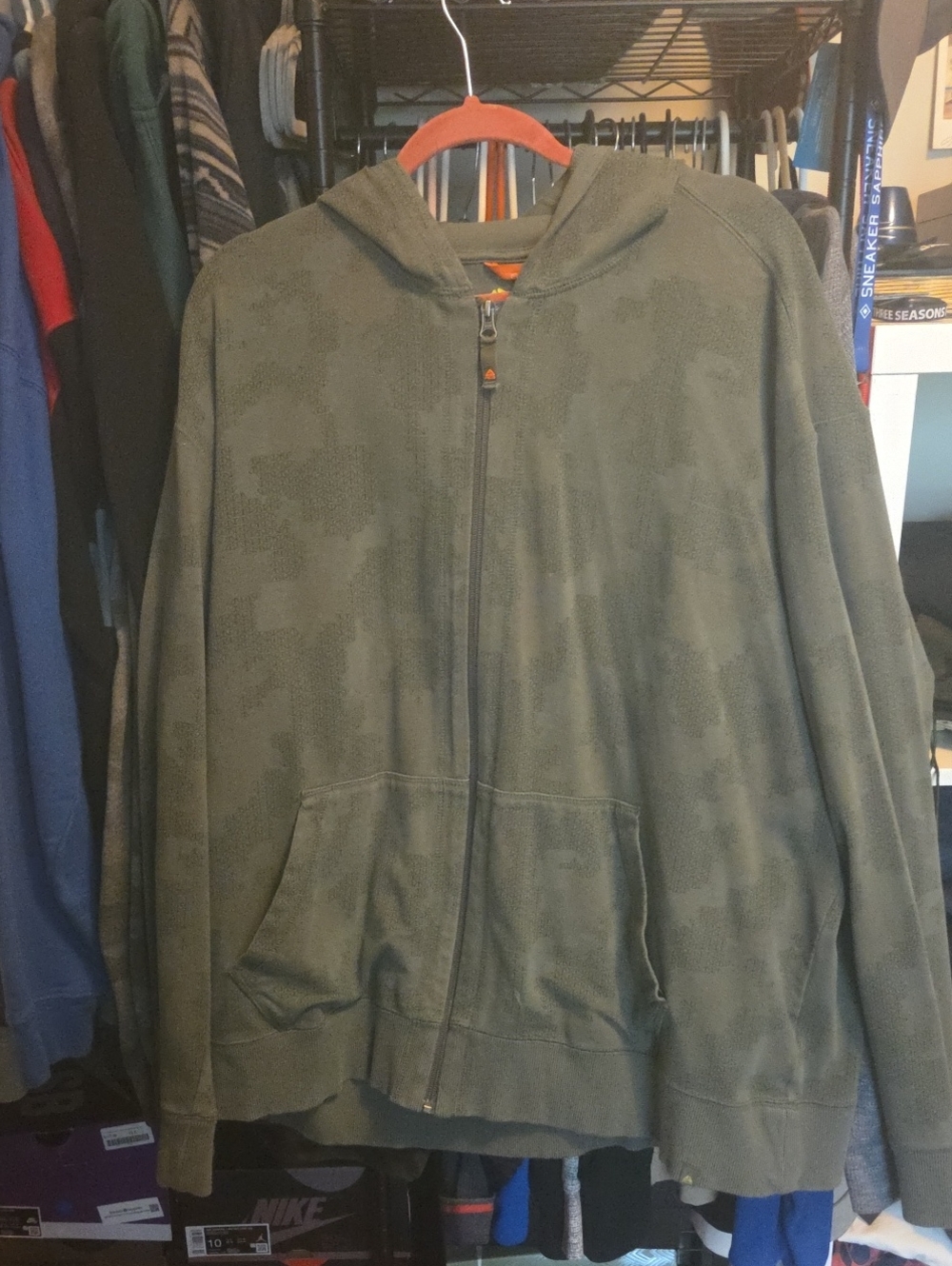 Nike ACG Olive Green Zip Hoodie with Subtle Camo